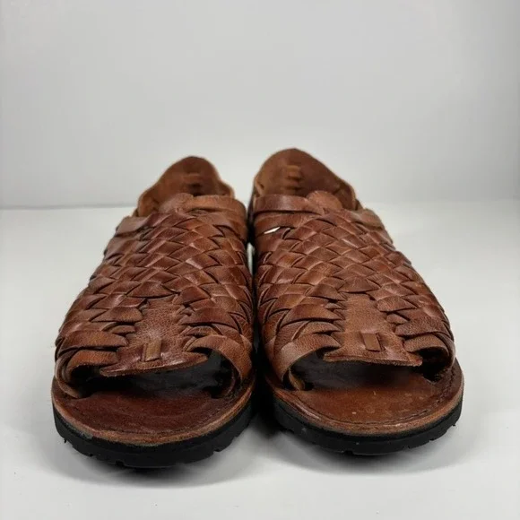 Brand X Huaraches Women's US 8.5 Brown Leather Pachuco Woven Open-Toe Sandals - Picture 3 of 16